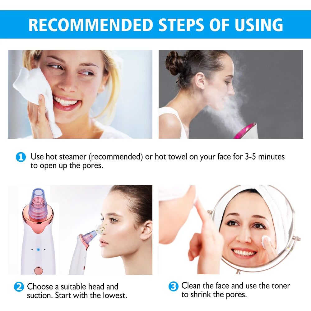 Vacuum Blackhead Removal Facial Cleansing Black Spots Suction Acne Pimple Remover Beauty Instrument USB Charge Skincare Tools