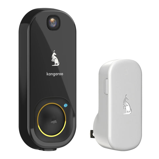 Kangaroo smart doorbell camera+chime, HD wide-angle camera, night vision, battery powered (included) suitable for home security