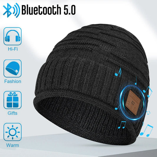 Winter Bluetooth Headphone Outdoor Warm Music Knitting Cap Rechargeable Wireless Stereo Earphone Beanie Hat with MIC for Gift