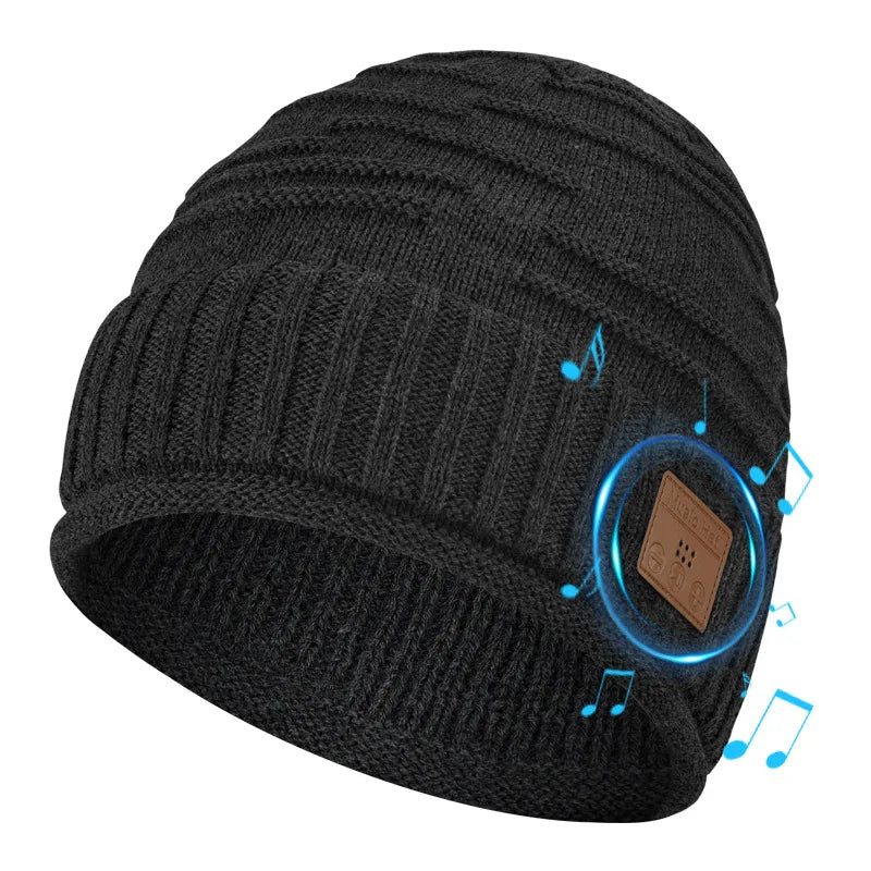 Winter Bluetooth Headphone Outdoor Warm Music Knitting Cap Rechargeable Wireless Stereo Earphone Beanie Hat with MIC for Gift