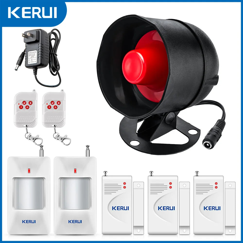 KERUI Wireless Home Alarm System Burglar Alarm System Kit Speaker Alarm Siren with 110 dB Alarm Work with Garage Home Warehouse