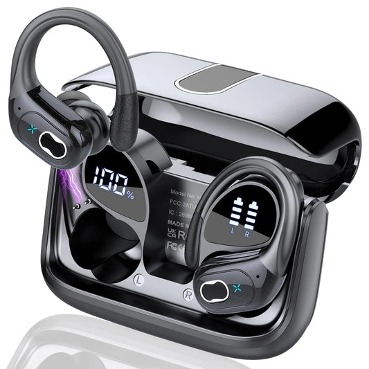 Wireless Earbuds Bluetooth 5.4, 75H Playtime Hi-Fi Stereo Deep Bass, ENC Mic IPX7 Waterproof Earhooks Sport Earphones.