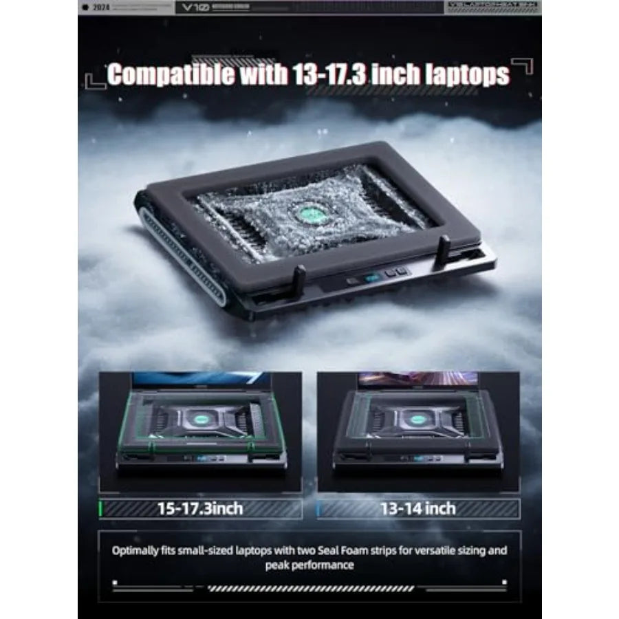 llano Laptop Cooler Gaming Laptop Cooling Pad with 3500RPM Turbofan 4.72 Inch External Fan Laptop Stand Adjustable Variable Spe