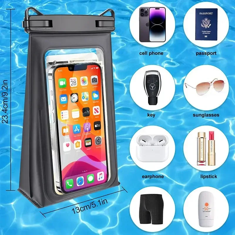 Stereoscopic Waterproof Phone Bag Universal Beach Swmming Storage Pouch Touch Screen Dry Bags With Adjustable Lanyard