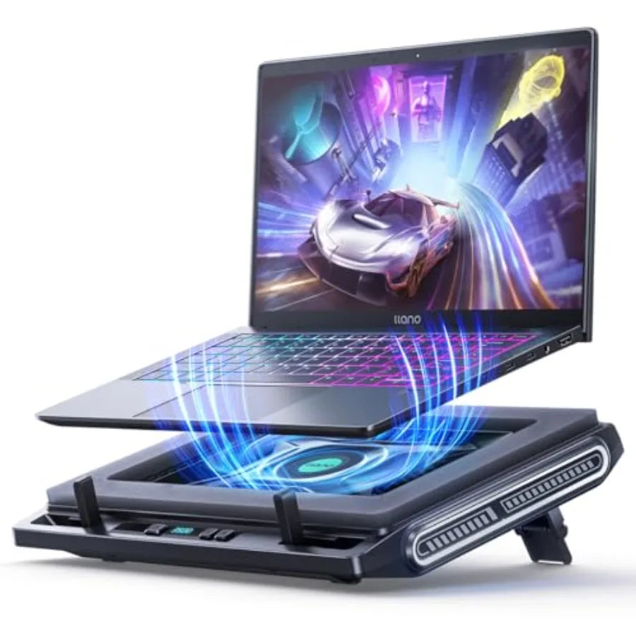 llano Laptop Cooler Gaming Laptop Cooling Pad with 3500RPM Turbofan 4.72 Inch External Fan Laptop Stand Adjustable Variable Spe