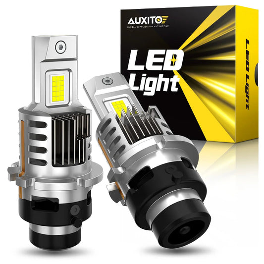 AUXITO 2Pcs D2S D4S LED Headlight Lamp 6500K White HID D2R D4R LED Headlight Bulb With A Cooling Fan 41W CANBUS Super Bright