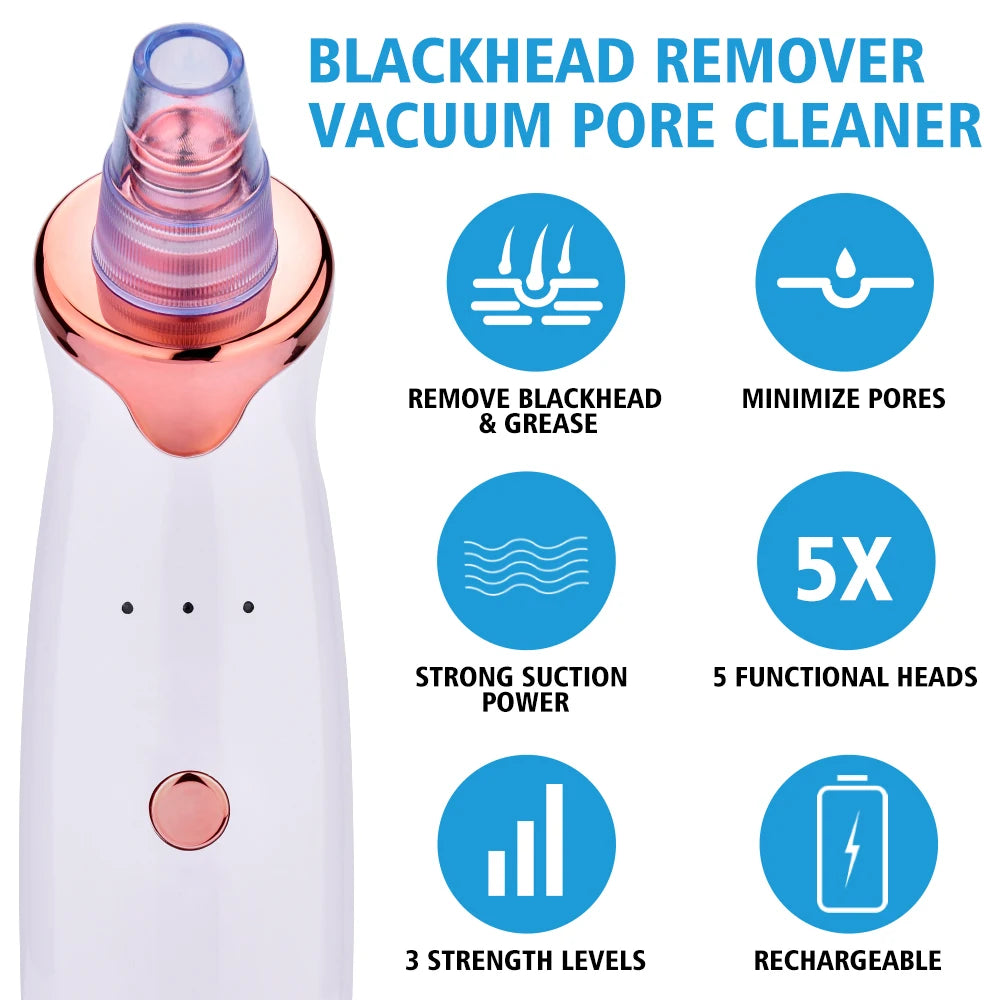 Vacuum Blackhead Removal Facial Cleansing Black Spots Suction Acne Pimple Remover Beauty Instrument USB Charge Skincare Tools