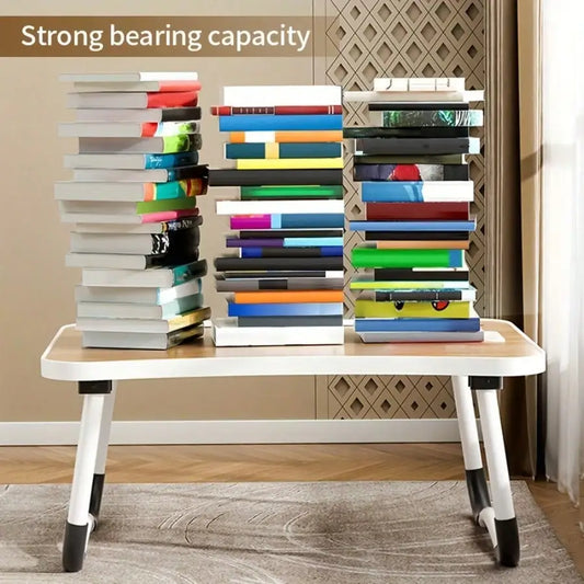 Portable Laptop Desk with  Cup Holder, Tablet Slot, and Lifting Handle - Foldable Laptop Table for Working,