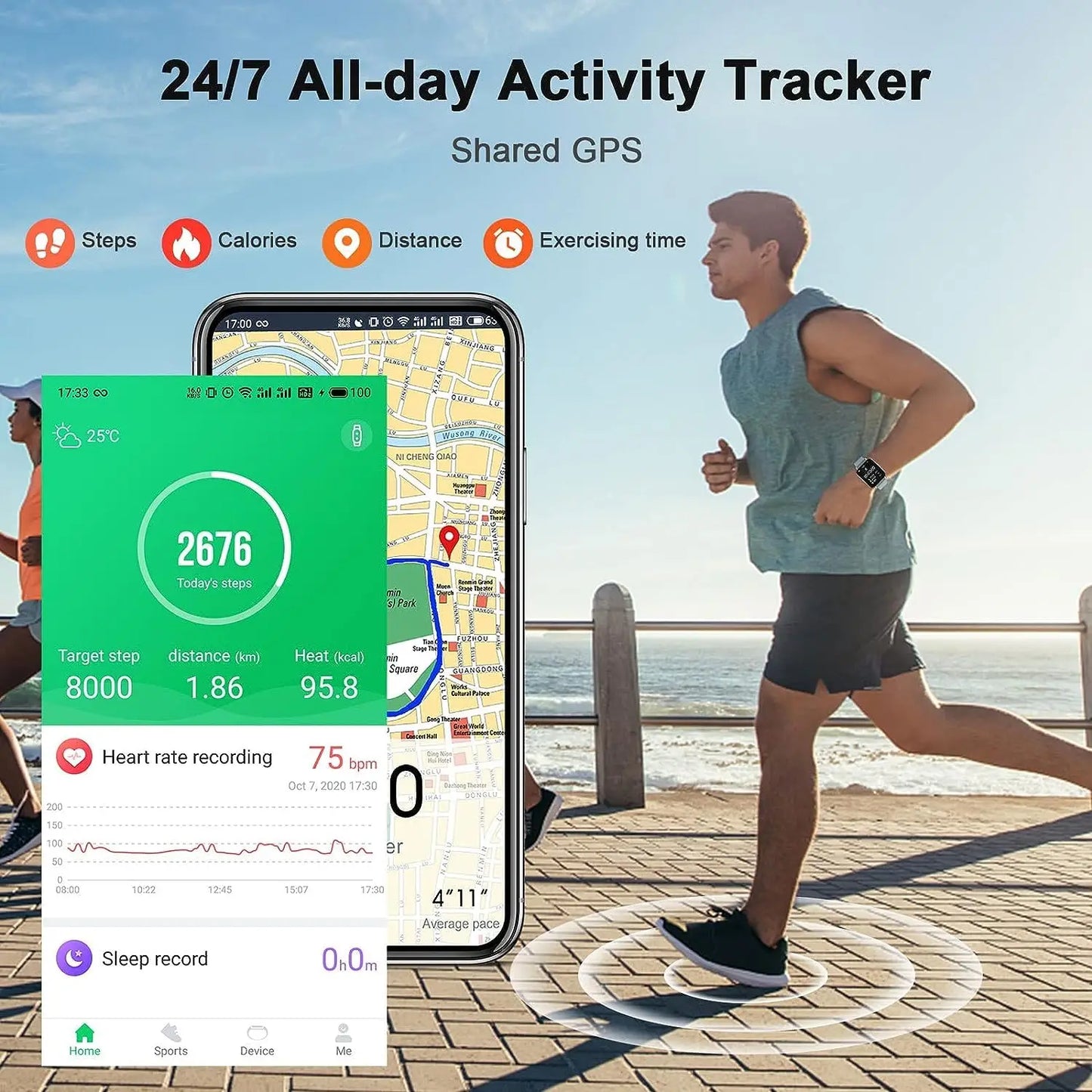 Nerunsa Smart Watch, Fitness Tracker 1.69" Touch Screen Smartwatch Fitness Watch Heart Rate Monitor/Pedometer/Sleep Monitor.