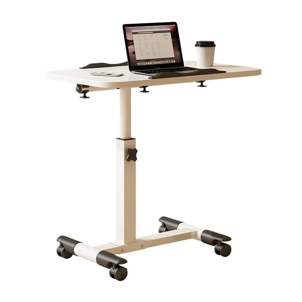 Foldable Standing Desk with Wheels 27.2-35.4" Height Adjustable Mobile Overbed Tables Metal Frame Portable Laptop Desk Bedroom