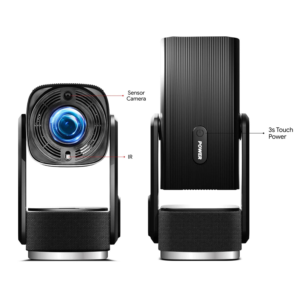SkyEcho Mini Projector 1080P Home Theater 4K Video Projector Android OS 150'' Projection Size WiFi Bluetooth 5.2 Smart Projector
