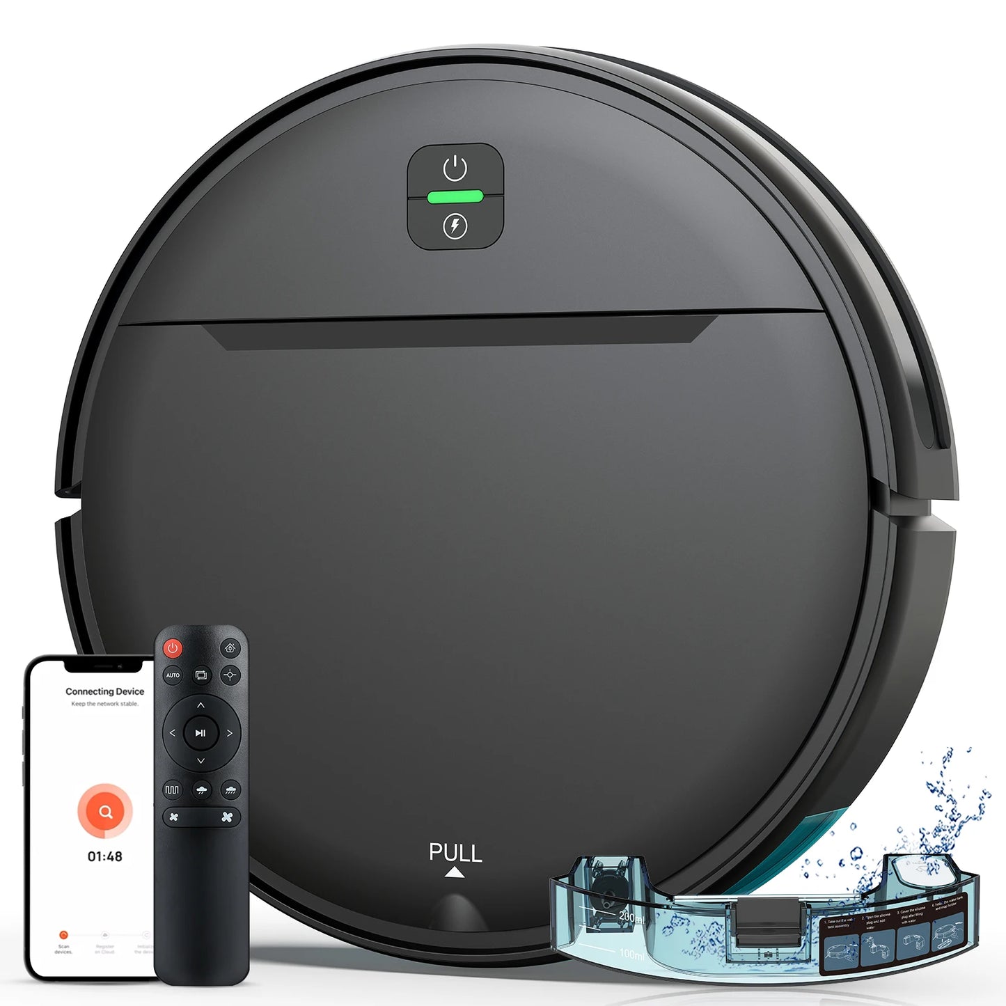 OMESER BR181 Robotic Vacuum 35KPa Auto-Charge/Vacuum-Mop 2-in-1 Programmable Cleaner Hardwood/Tile/Carpet Smart Cleaning System