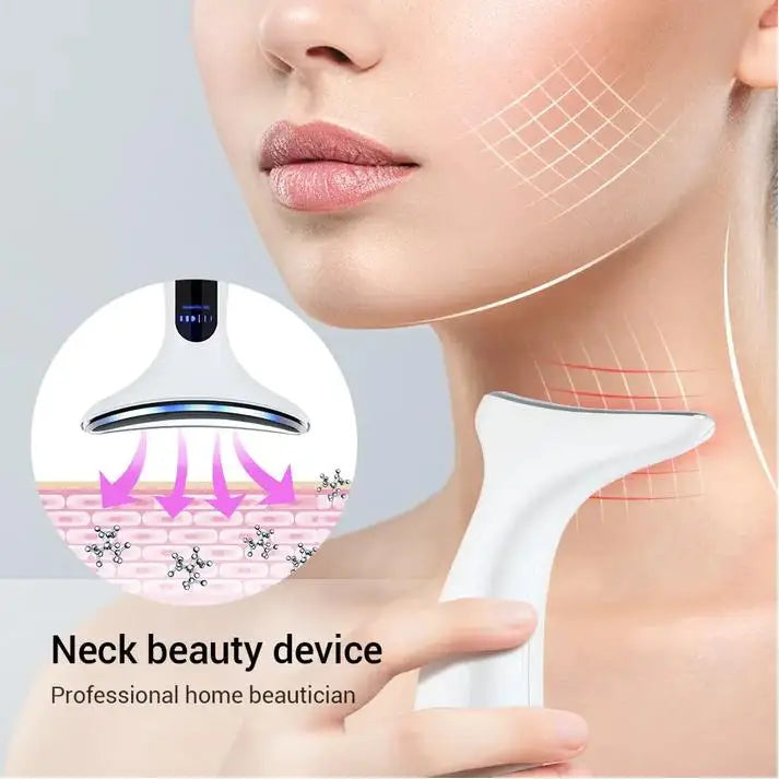 Neck Beauty Device with Gel Multi Color Massage Tightening Portable Ergonomic Face and Neck Beauty Massager