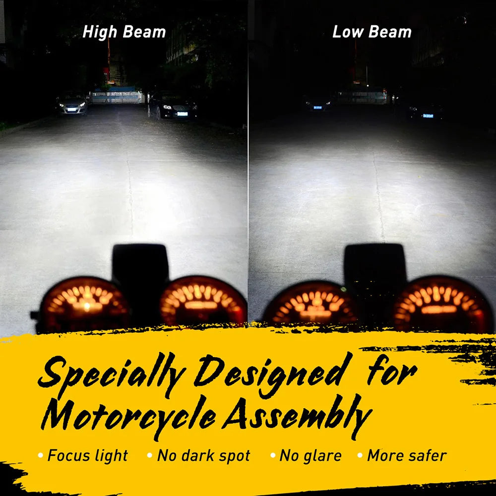 AUXITO 1Pcs H4 LED Motorcycle Headlight Bulb CSP Fanless 6500K H4 9003 HB2 LED Hi/Lo High and Low Beam Car Motorbike Headlamp