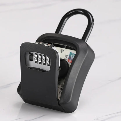 4 Digit Code Box Free Installation Outdoor Password Key Box Extended Locking Hook Steel Wire Hanging Key Storage Waterproof Key