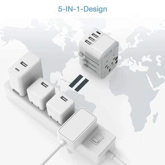 TESSAN Universal Travel Adapter with USB Port and Type C, Worldwide Power Adapter EU/UK/USA/AUS Plug for International Travel