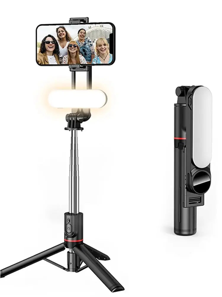 Wireless Selfie Stick Tripod Stand with Detachable Fill Light Remote Control Aluminum Alloy Stable Shooting Vlog Live Streaming