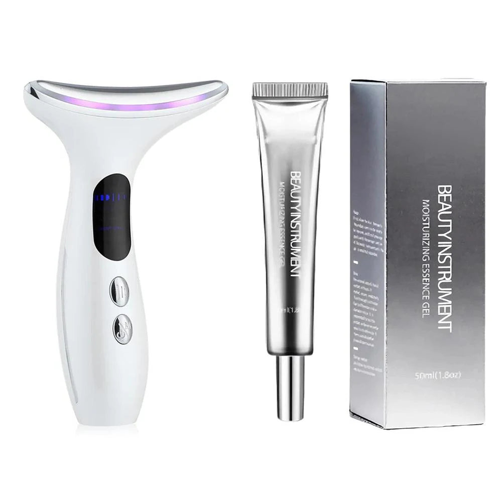 Neck Beauty Device with Gel Multi Color Massage Tightening Portable Ergonomic Face and Neck Beauty Massager