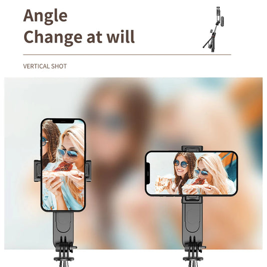 Wireless Selfie Stick Tripod Stand with Detachable Fill Light Remote Control Aluminum Alloy Stable Shooting Vlog Live Streaming