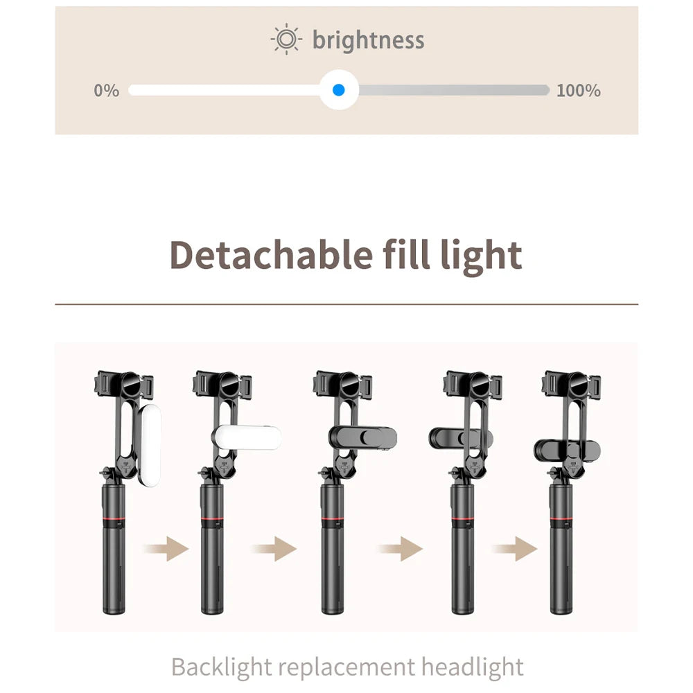 Wireless Selfie Stick Tripod Stand with Detachable Fill Light Remote Control Aluminum Alloy Stable Shooting Vlog Live Streaming