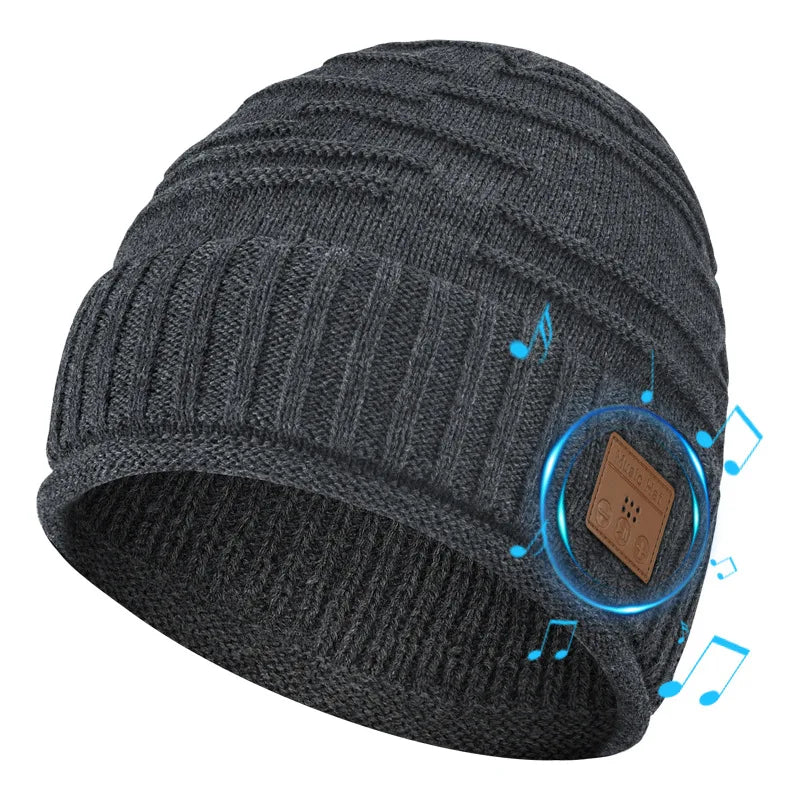 Winter Bluetooth Headphone Outdoor Warm Music Knitting Cap Rechargeable Wireless Stereo Earphone Beanie Hat with MIC for Gift