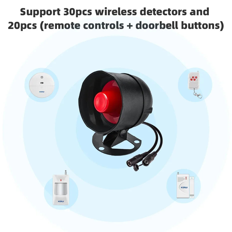 KERUI Wireless Home Alarm System Burglar Alarm System Kit Speaker Alarm Siren with 110 dB Alarm Work with Garage Home Warehouse