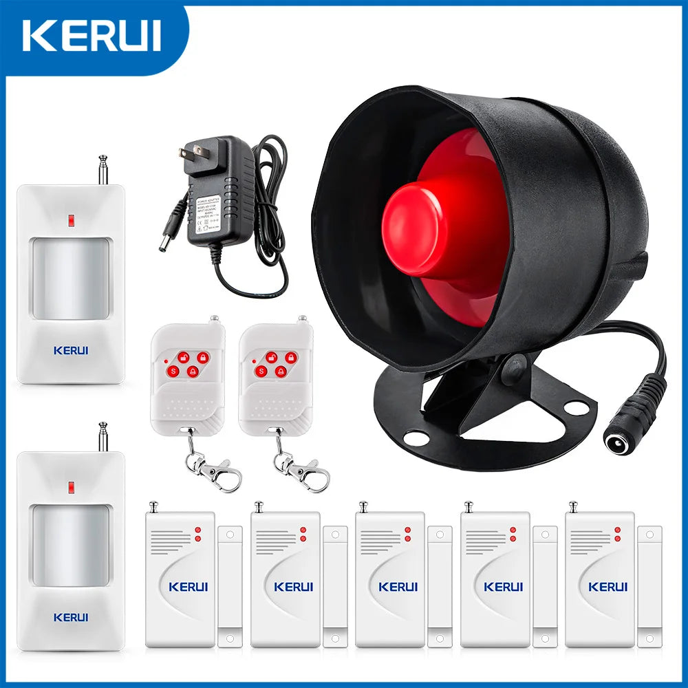 KERUI Wireless Home Alarm System Burglar Alarm System Kit Speaker Alarm Siren with 110 dB Alarm Work with Garage Home Warehouse