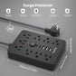 TRANSTON   power strip surge protector with 9 Ac Outlets,3 USB & 2 USB-C,5ft Cable,Weaving thread,45° tilt plug,Black