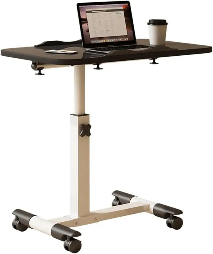 Foldable Standing Desk with Wheels 27.2-35.4" Height Adjustable Mobile Overbed Tables Metal Frame Portable Laptop Desk Bedroom