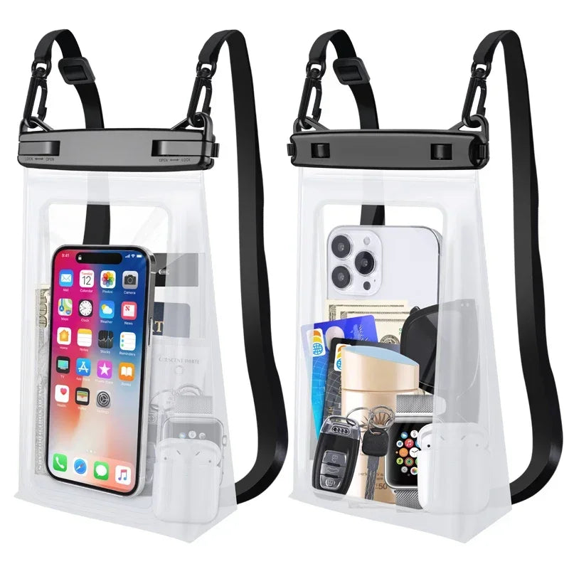 Stereoscopic Waterproof Phone Bag Universal Beach Swmming Storage Pouch Touch Screen Dry Bags With Adjustable Lanyard