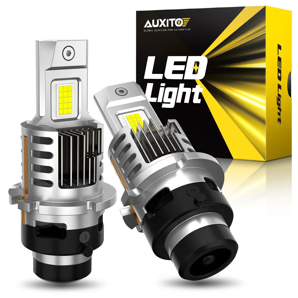 AUXITO 2Pcs D2S D4S LED Headlight Lamp 6500K White HID D2R D4R LED Headlight Bulb With A Cooling Fan 41W CANBUS Super Bright