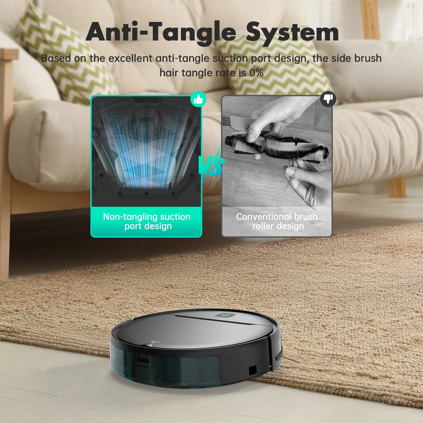 OMESER BR181 Robotic Vacuum 35KPa Auto-Charge/Vacuum-Mop 2-in-1 Programmable Cleaner Hardwood/Tile/Carpet Smart Cleaning System