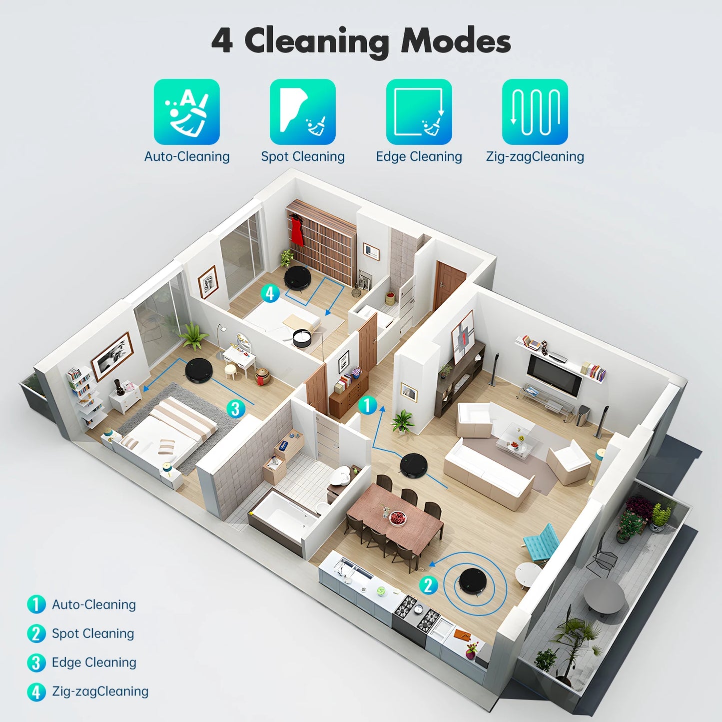 OMESER BR181 Robotic Vacuum 35KPa Auto-Charge/Vacuum-Mop 2-in-1 Programmable Cleaner Hardwood/Tile/Carpet Smart Cleaning System